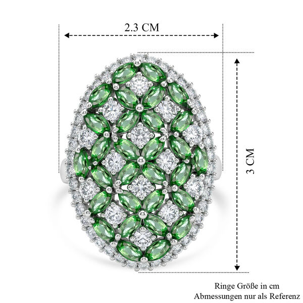 D'Joy AA Tsavorite Granat, Wei&szlig;er Zirkon Ring 925 Silber Rhodiniert (Gr&ouml;&szlig;e 17.00) ca. 4,93 ct image number 5