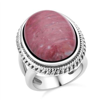 Rhodonit Ring Reiner Edelstahl (Gr&ouml;&szlig;e 16.00) ca. 50,00 ct