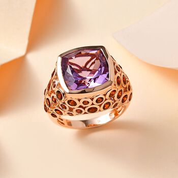 AA Rose De France Amethyst und roter Granat-Anh&auml;nger - 10,01 ct.
