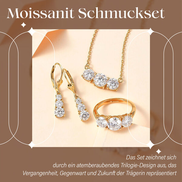 Moissanit Schmuckset, 925 Silber Gelbgold Vermeil - 7,19 ct. image number 1