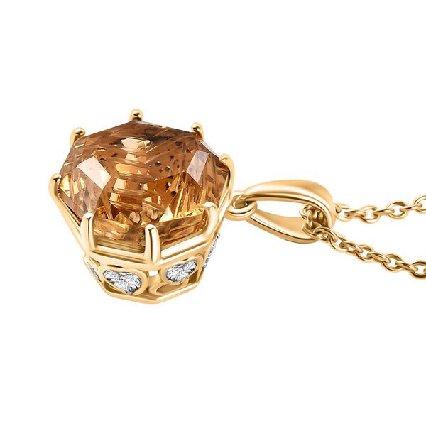 Citrin und Zirkon Anhänger mit 45cm Kette - 6,86 ct. image number 4