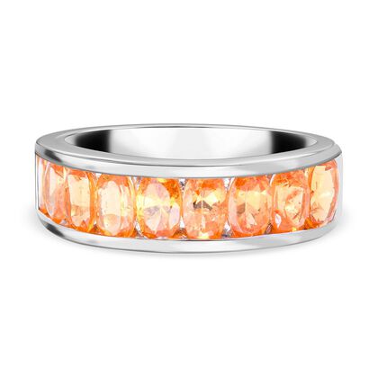 Natürlicher, Spessartin Granat Ring, 925 Silber platiniert (Größe 16.00) ca. 2.61 ct