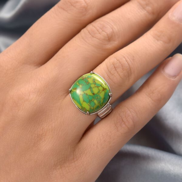 Gr&uuml;nes T&uuml;rkis Ring, Edelstahl (Gr&ouml;&szlig;e 16.00) ca. 12.43 ct image number 3