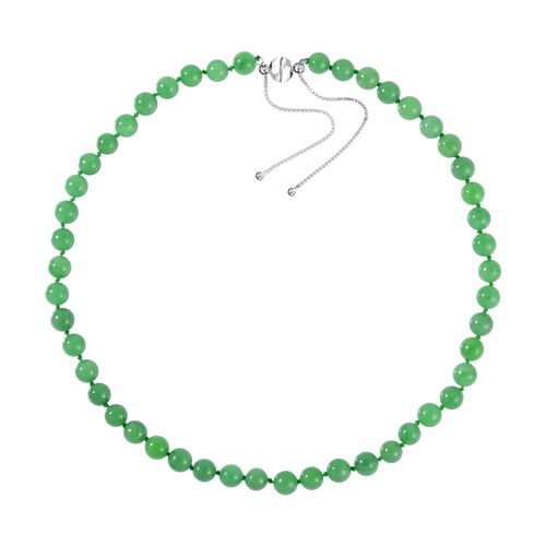 Grüne Jade Halskette ca. 45 cm 925 Silber rhodiniert ca. 198.95 ct image number 0