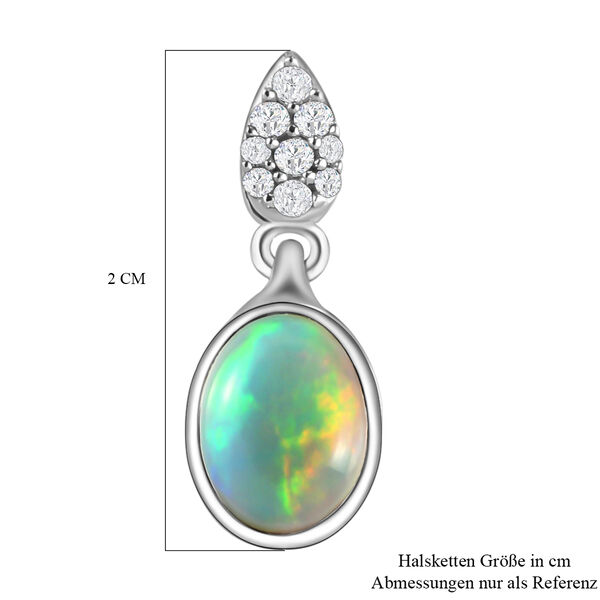 Nat&uuml;rlicher, &auml;thiopischer Opal und Zirkon-Anh&auml;nger in Silber image number 6