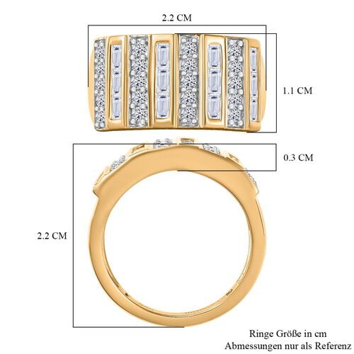 Lab Grown Diamant SI Ring 925 Silber Rhodiniert und 750 Gelbgold Vermeil (Größe 17.00) ca. 1,00 ct image number 6