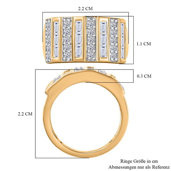 LUXURIANT SGL zertifizierter SI-GH Labor Diamant Ring, 925 Silber rhodiniert und 750 Gelbgold Vermeil - 1 ct. image number 7