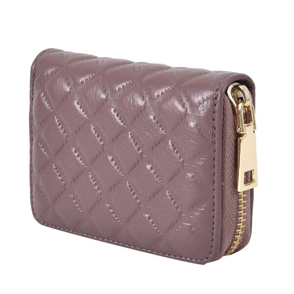 Close out Deal - Rautenf&ouml;rmig gesteppte Brieftasche aus 100% echtem Leder, 10x2x9cm, lila image number 2