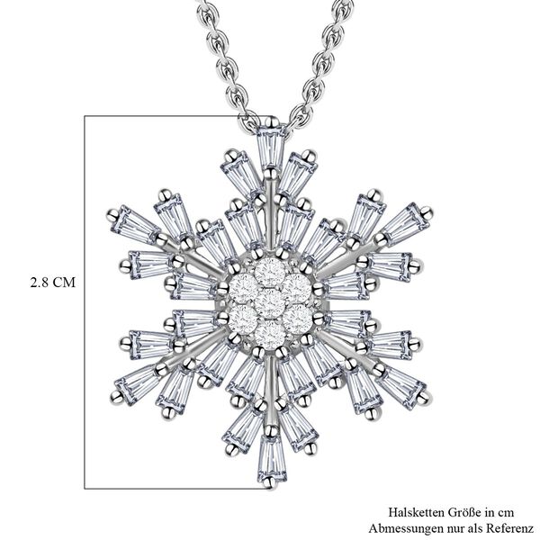 Wei&szlig;er Zirkonia Schneeflocken-Anh&auml;nger mit Kette, Messing, ca. 2.50 ct image number 7