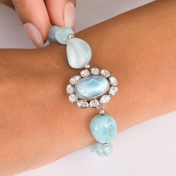 D’joy AA Larimar und Labor Polki Diamant Armband, 19cm - 75.00 ct. image number 2