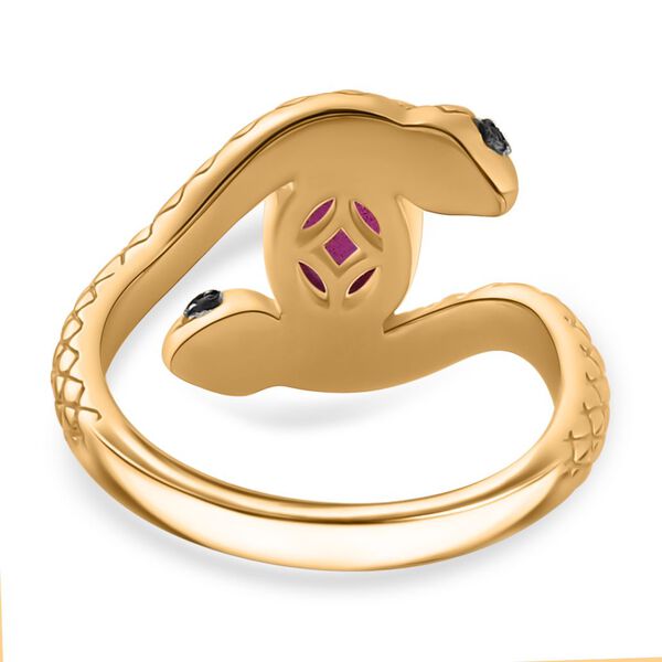 AA Afrikanischer Rubin (Fissure gef&uuml;llt), Schwarzer Spinell Ring 925 Silber 750 Gelbgold Vermeil (Gr&ouml;&szlig;e 17.00) ca. 1,26 ct image number 6