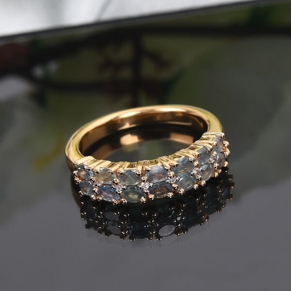 Alexandrit und Zirkon Half Band Ring 925 Silber Gelbgold Vermeil image number 2