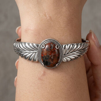 Porzellan Jaspis Armreif ca. 19 cm 316L Edelstahl ca. 25.27 ct