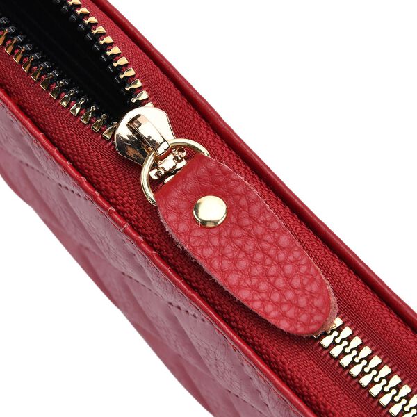 Brieftasche aus echtem Leder mit RFID-Schutz in Stepp-Optik, 19x2,5x9,5cm, Rot image number 5