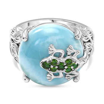 GP Trionfo Kollektion - Larimar, Nat&uuml;rlicher Chromdiopsid Ring 925 Silber rhodiniert (Gr&ouml;&szlig;e 19.00) ca. 16.60 ct