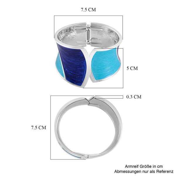 Blau-Türkis Eleganz Armreif - Modernes Wellen-Design, Emailliert image number 5
