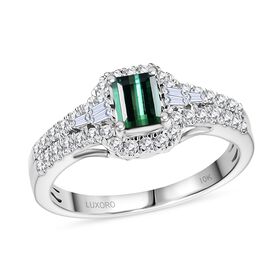 LUXORO AAA Pirineu Lagoon Tourmaline, Wei&szlig;er Diamant Ring 417 Gold (Gr&ouml;&szlig;e 20.00) ca. 1,20 ct