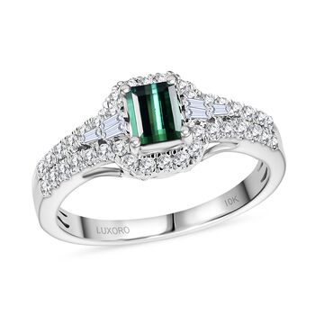LUXORO AAA Pirineu Lagoon Tourmaline, Wei&szlig;er Diamant Ring 417 Gold (Gr&ouml;&szlig;e 20.00) ca. 1,20 ct