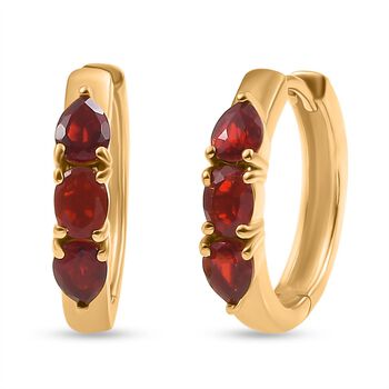 Djoy AA Mexikanischer Kirschfeuer-Opal Ohrringe 925 Silber 750 Gelb Vergoldet ca. 0,93 ct.