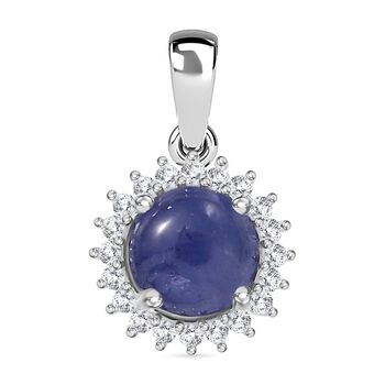 AA Tansanit, Moissanit Anh&auml;nger 925 Silber ca. 1.28 ct