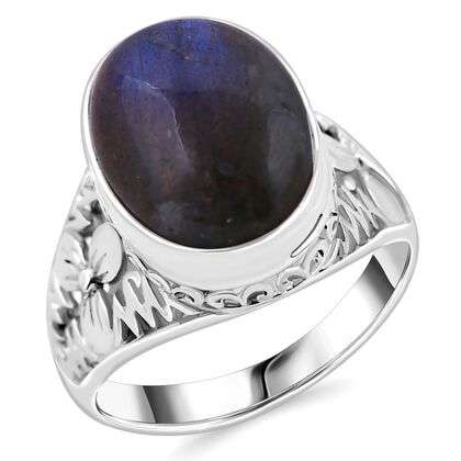 Royal Bali - Labradorit Ring 925 Silber (Gr&ouml;&szlig;e 19.00) ca. 8.90 ct