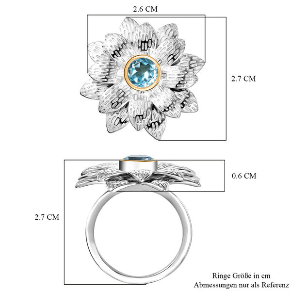 EverTrue himmelblauer Topas zweifarbiger Ring - 1 ct. image number 6