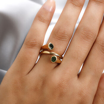 Nat&uuml;rlicher Chromdiopsid Ring 925 Silber vergoldet  ca. 0,98 ct