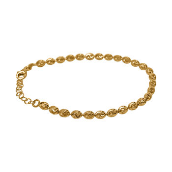 Italianisches Diamantschliff Kugel-Armband, ca. 18 cm - 20 cm verstellbar, 925 Silber vergoldet