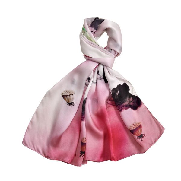 LA MAREY – Kreppsatin Seidenschal, rosa image number 2