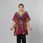 V-Ausschnitt bedruckter Kaftan, Einheitsgröße Rosa