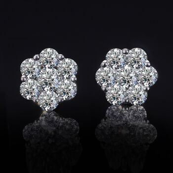 LUXURIANT 1 ct. SGL zertifizierte VS Labor Diamant Ohrringe, 925 Silber 750 Gelbgold Vermeil