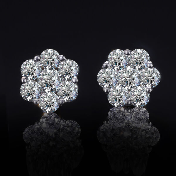 LUXURIANT 1 ct. SGL zertifizierte VS Labor Diamant Ohrringe, 925 Silber 750 Gelbgold Vermeil image number 2