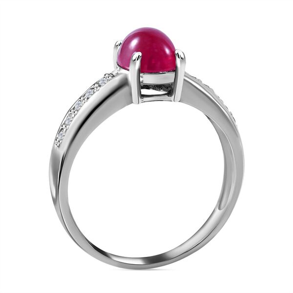 Afrikanischer Rubin (Fissure gef&uuml;llt) und Zirkon-Ring - 2,17 ct. image number 2