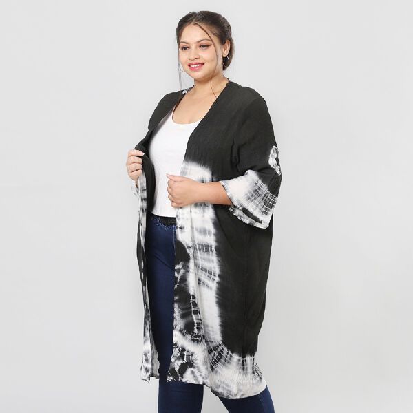 Einzigartiger Glocken&auml;rmel Kimono, Einheitsgr&ouml;&szlig;e, Schwarz image number 4