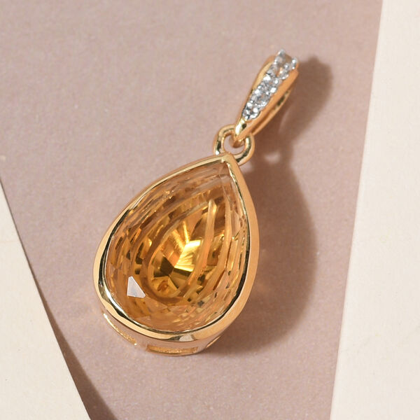Citrin und wei&szlig;er Zirkon-Anh&auml;nger, 925 Silber vergoldet ca. 4.70 ct image number 3