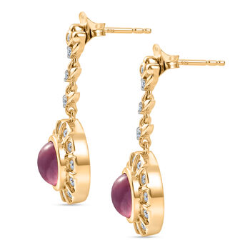 D'Joy Flamingo Mondstein und Zirkon Ohrringe - 3,50 ct.