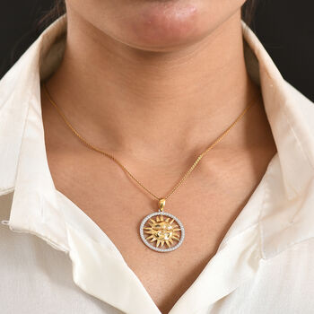 GP - Kanchanaburi Blauer Saphir Anh&auml;nger 925 Silber platiniert und vergoldet