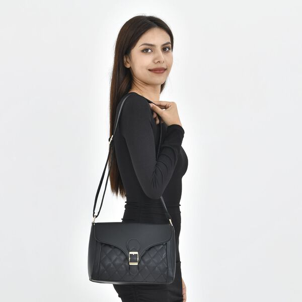 Umh&auml;ngetasche aus Kunstleder, 27x9,3x18cm, Schwarz image number 2