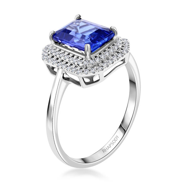 AAAA Tansanit, Weißer Diamant Ring 950 Platin (Größe 17.00) ca. 3,00 ct image number 4