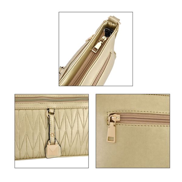 Schultertasche aus Kunstleder, Gold image number 6