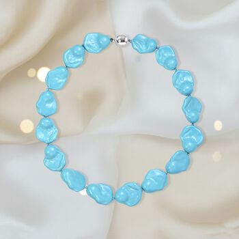 Sleeping Beauty t&uuml;rkisfarbene Fancy Muschelkernperle 50cm Halskette