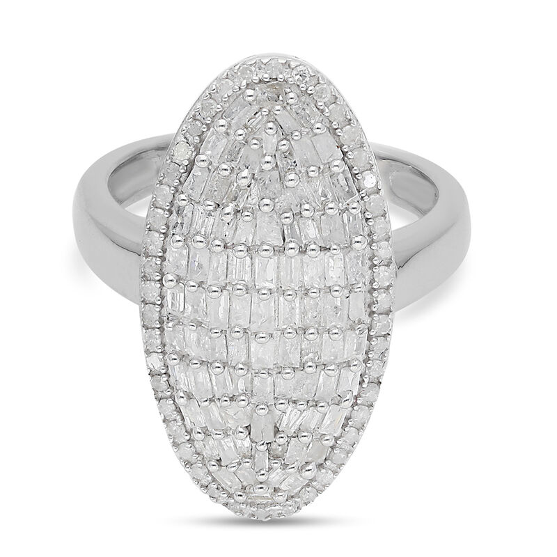Diamant Cluster Ring 925 Silber Platin-Überzug image number 0