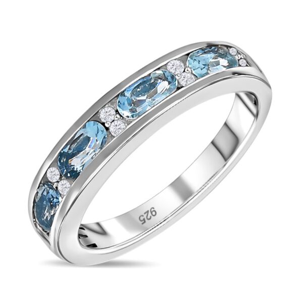 Santamaria Aquamarin und wei&szlig;er Diamant Ring, 925 Silber platiniert, ca. 0,93 ct image number 4