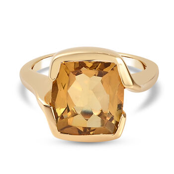 Citrin Solit&auml;r Ring 925 Silber vergoldet (Gr&ouml;&szlig;e 16.00) ca. 5,58 ct