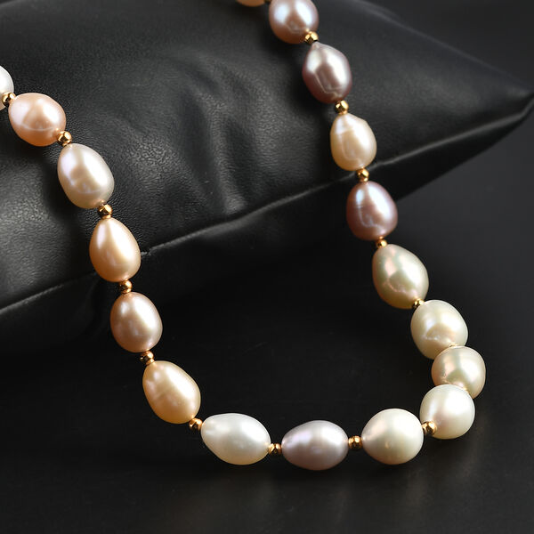 AA Mehrfarbige S&uuml;&szlig;wasser Perle Halskette ca. 45 cm 925 Silber 750 Gelbgold Vermeil image number 1