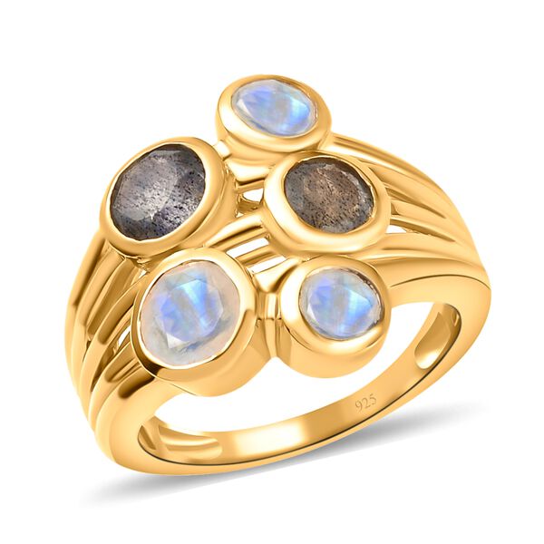 Regenbogen Mondstein und Labradorit-Ring - 2 ct. image number 4