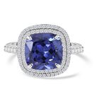 LUSTRO STELLA - Blauer Zirkonia, Weißer Zirkonia Ring 925 Silber rhodiniert (Größe 16.00) 9.62 ct