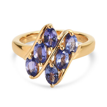 AA Tansanit-Ring, 925 Silber Gelbgold Vermeil (Gr&ouml;&szlig;e 16.00) ca. 1,58 ct