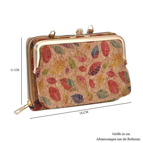 Crossbody Tasche aus Naturkork mit RFID-Schutz, bunte Blätter image number 6