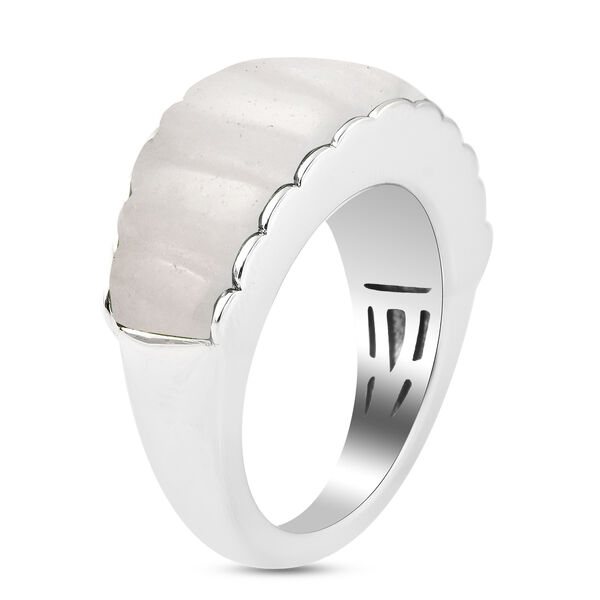 Weiße Jade Ring 925 Silber Rhodium-Überzug image number 4